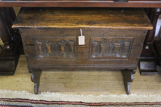 Carved oak five-plank coffer